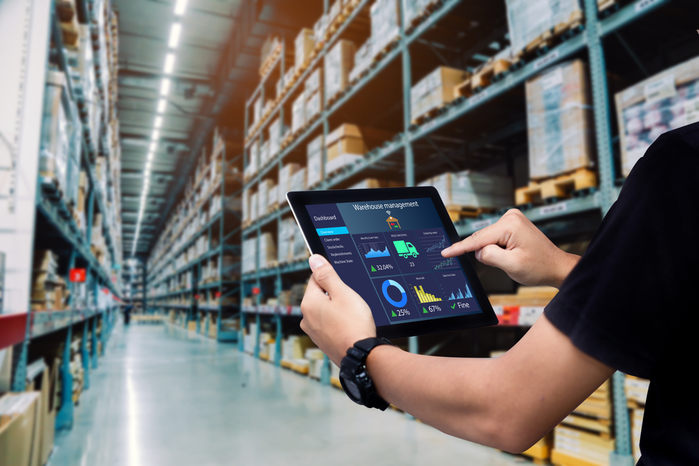 Warehouse worker scanning product