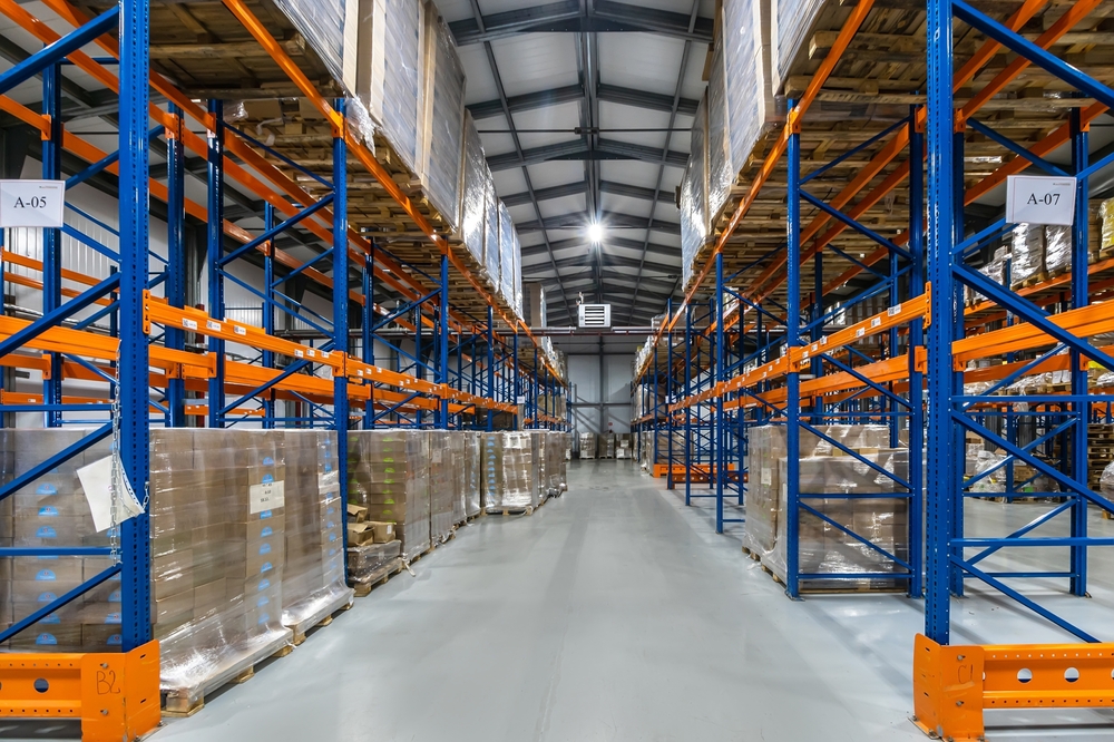 Shelving in warehouse